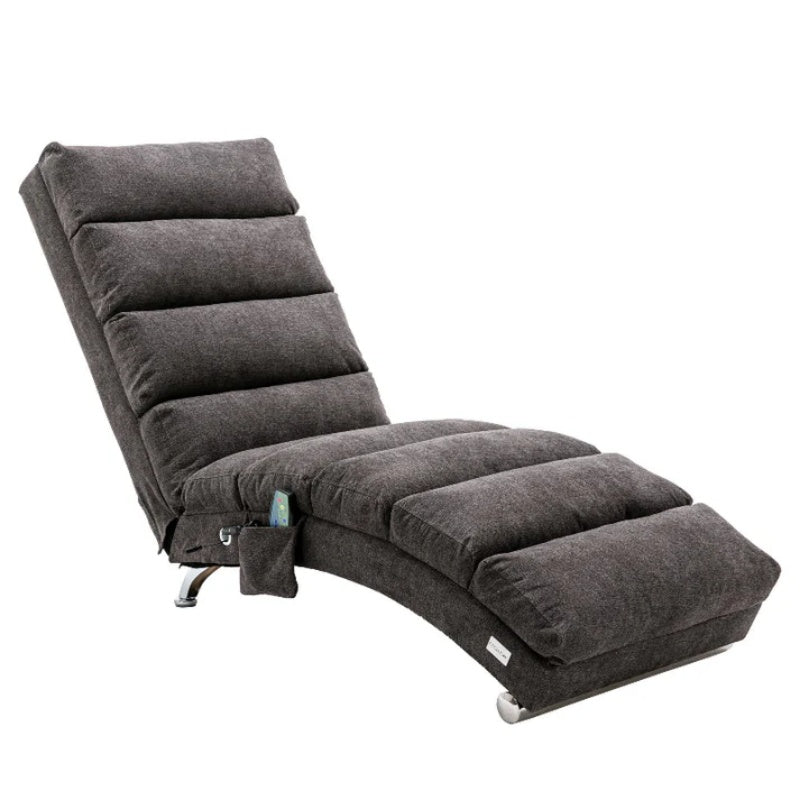 Ergonomic Linen Massage Chaise Lounge with Remote Control, Dark Gray, Electric Massage Lounger with 5 Modes-海智集-Default-