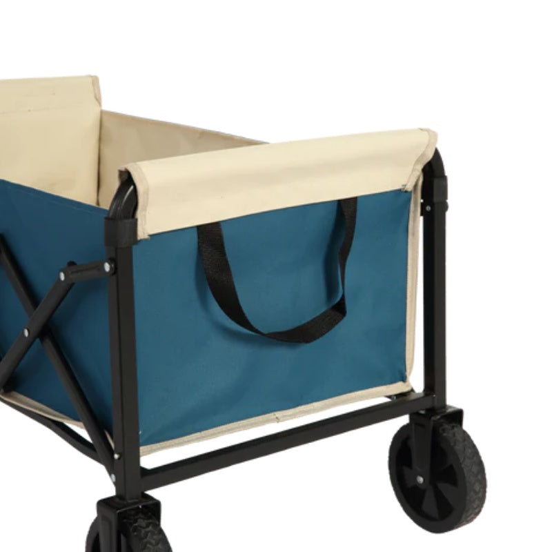 Lightweight Portable Heavy Duty Folding Beach Wagons with Wheels - Outdoor Utility Carts for Grocery, Camping, Shopping, Sports, Garden with Large Capacity - Blue-海智集-Default-