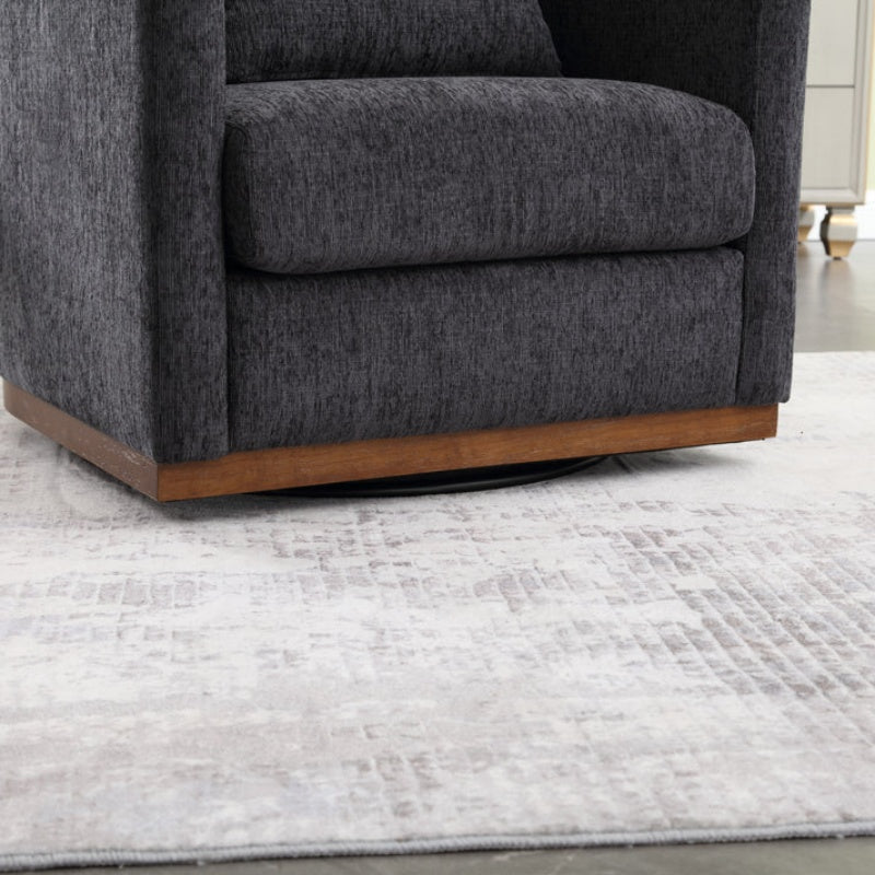 COOLMORE Swivel Barrel Chair, Comfy Round Accent Sofa Chair for Living Room, 360 Degree Swivel Barrel Club Chair, Leisure Arm Chair for Nursery, Hotel, Bedroom, Office, Lounge (Carbon Black Chenille)-海智集-Default-