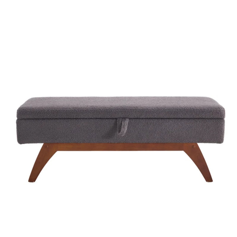 COOLMORE Teddy wool fabric, solid wood feet for solid weighing, and bed end stool with storage function-海智集-Default-