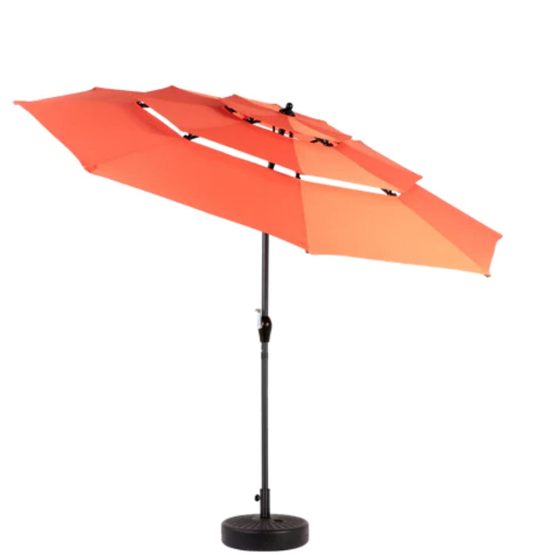 Aluminium 10ft 3 Tier Auto-tilt Umbrella ,Outdoor Patio Umbrella - Market Table Pool Deck Umbrella (Base Not Included) - (orange )-海智集-Default-