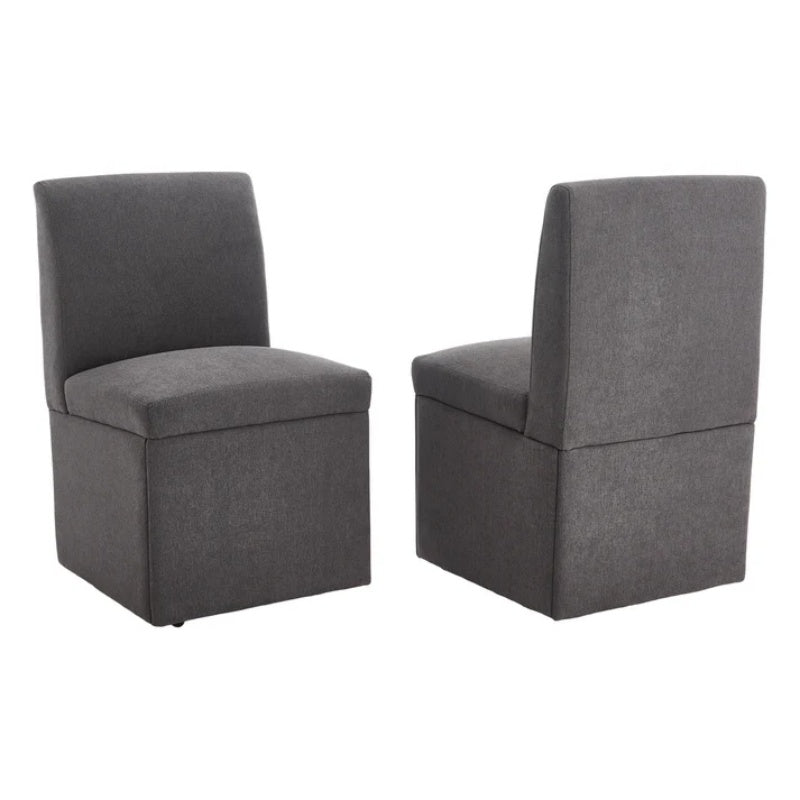 COOLMORE 360 Degree Swivel Upholstered Dining Chairs Set of 2 Swivel Dining Room Chairs Kitchen Chairs Casters & Storage Comfy Modern Rolling Chair for Living Room Fabric Armless Chair-海智集-Default-