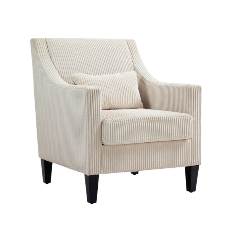 COOLMORE Modern Accent Chair,Upholstered Armchair with Scooped Arms for Bedroom,Apartment,Studio,Office,Waiting Room(Beige Corduroy)-海智集-Default-