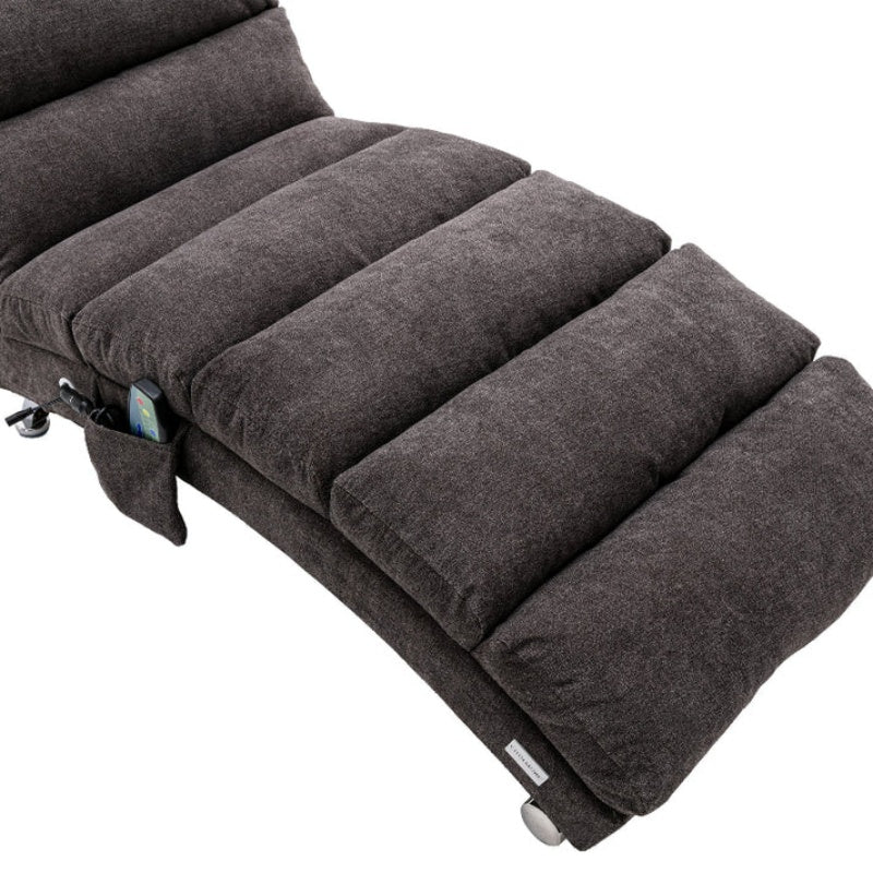 Ergonomic Linen Massage Chaise Lounge with Remote Control, Dark Gray, Electric Massage Lounger with 5 Modes-海智集-Default-