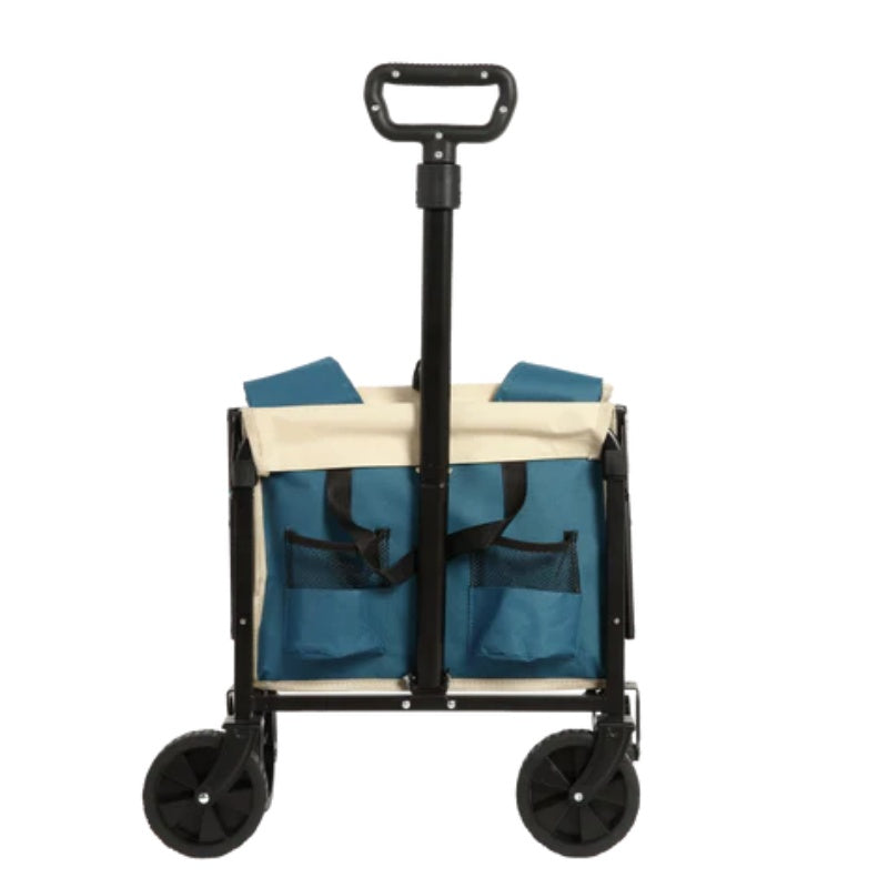 Lightweight Portable Heavy Duty Folding Beach Wagons with Wheels - Outdoor Utility Carts for Grocery, Camping, Shopping, Sports, Garden with Large Capacity - Blue-海智集-Default-