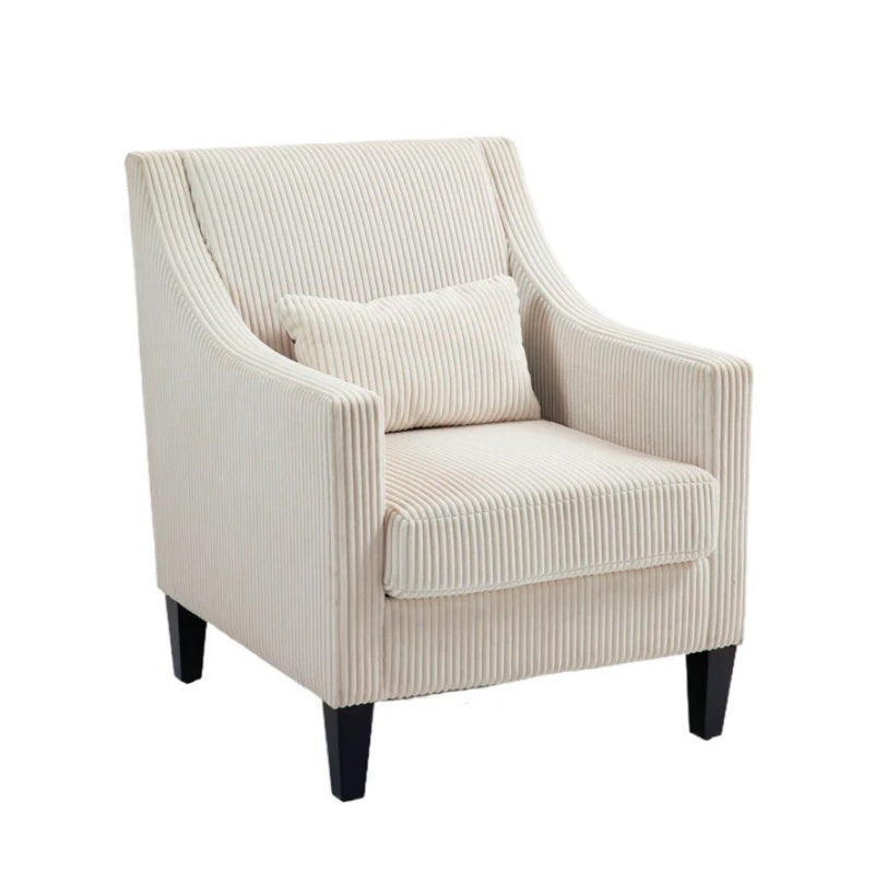COOLMORE Modern Accent Chair,Upholstered Armchair with Scooped Arms for Bedroom,Apartment,Studio,Office,Waiting Room(Beige Corduroy)-海智集-Default-