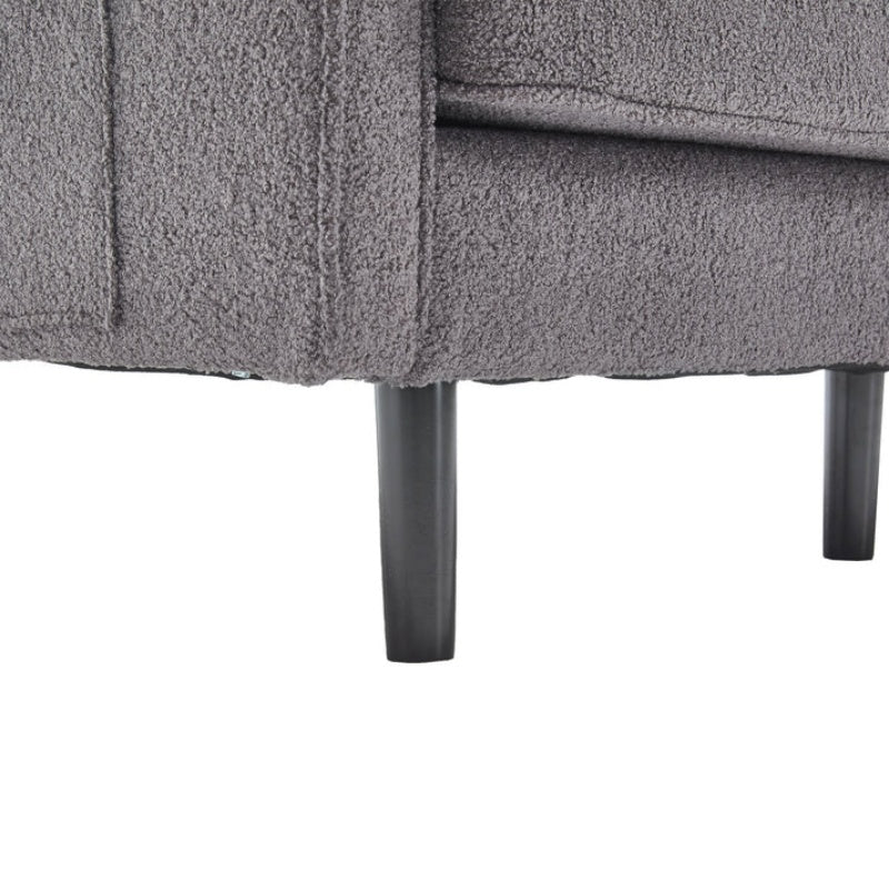 Mid Century Modern Loveseat Sofa, 2 Seater with USB & Removable Pillow Cover, Gray Boucle-海智集-Default-