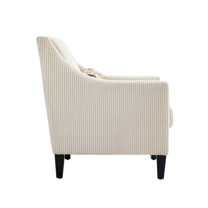 COOLMORE Modern Accent Chair,Upholstered Armchair with Scooped Arms for Bedroom,Apartment,Studio,Office,Waiting Room(Beige Corduroy)-海智集-Default-