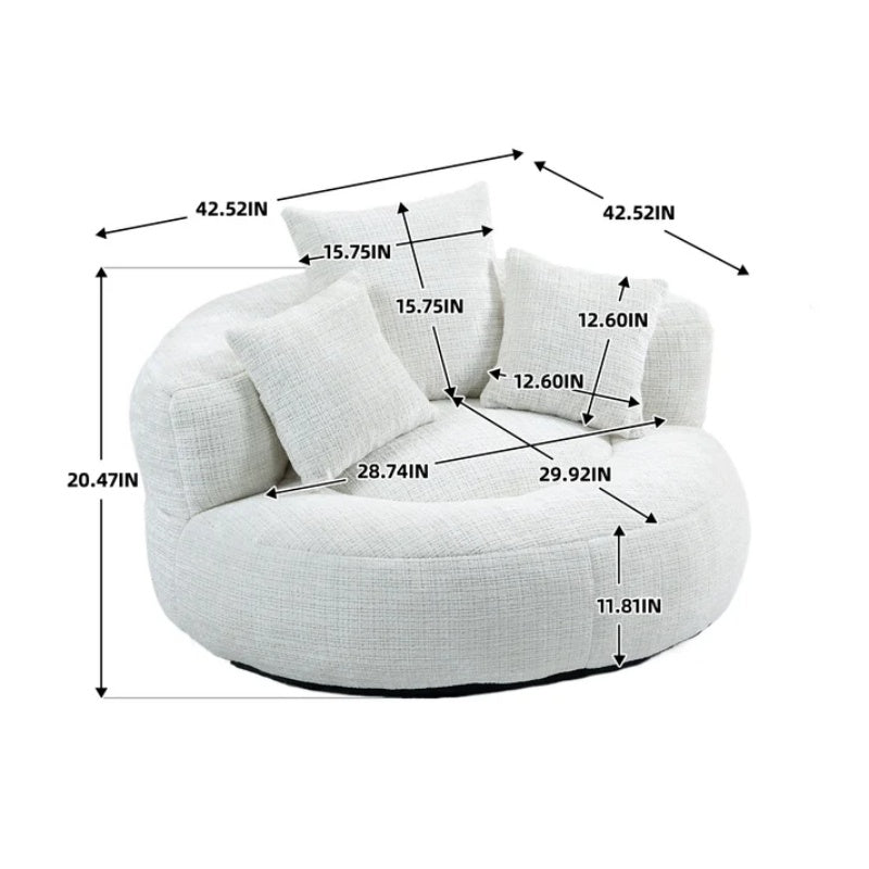 Lazy Sofa Durable Comfort Lounger High Back Bean Bag Chair Couch With Three Pillows for Adults and Kids, Indoor & Outdoor, Single Gaming Sofa Chair For Bedroom,Office (Beige Chenille)-海智集-Default-