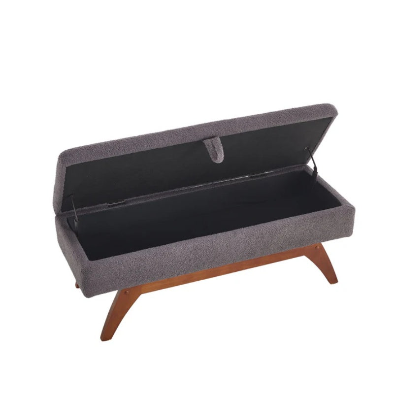 COOLMORE Teddy wool fabric, solid wood feet for solid weighing, and bed end stool with storage function-海智集-Default-