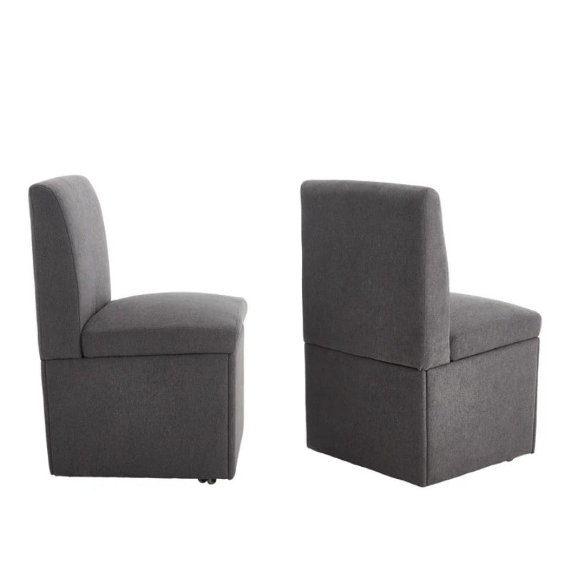 COOLMORE 360 Degree Swivel Upholstered Dining Chairs Set of 2 Swivel Dining Room Chairs Kitchen Chairs Casters & Storage Comfy Modern Rolling Chair for Living Room Fabric Armless Chair-海智集-Default-