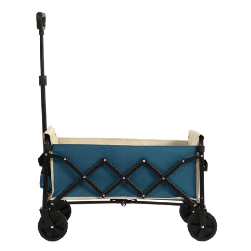Lightweight Portable Heavy Duty Folding Beach Wagons with Wheels - Outdoor Utility Carts for Grocery, Camping, Shopping, Sports, Garden with Large Capacity - Blue-海智集-Default-