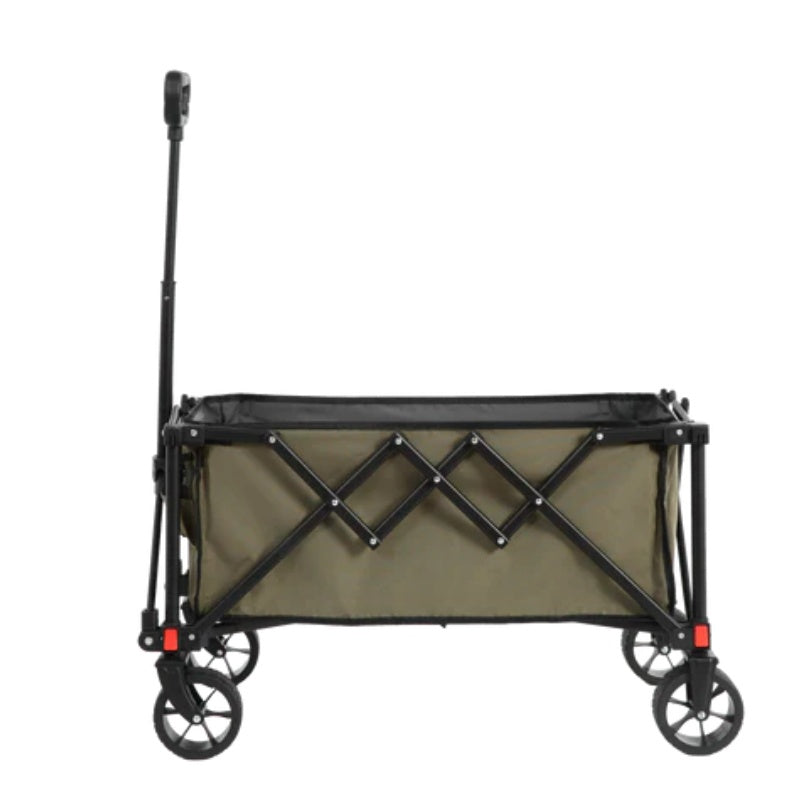 Folding Wagon Carts,Folding Wagon Cart with All Terrain Wheels,Heavy Duty Garden Carts with Adjustable Handle,Outdoor Utility Wagon for Camping Shopping Sports Fishing (army green)-海智集-Default-