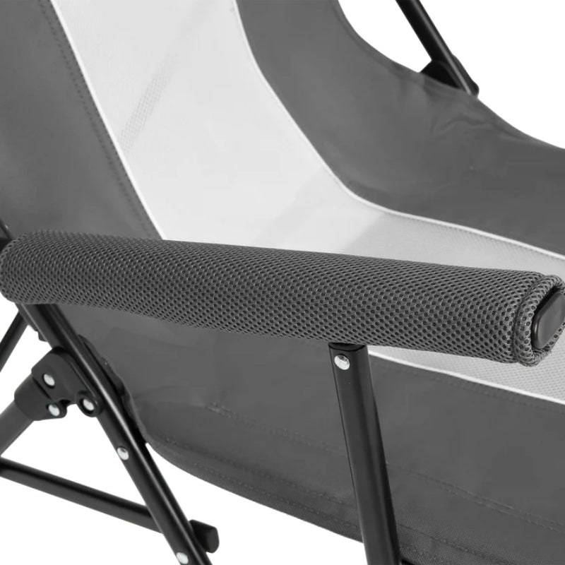 Steel folding Mesh Quad Camping Chair, with Cup Holder, & Carry Bag; Grey-海智集-Default-
