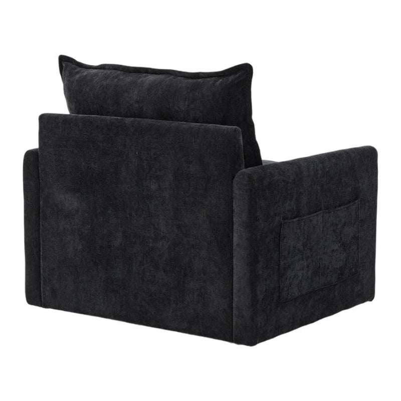 UNITED WE WIN Swivel Barrel Chair - Mid Century Modern Chair, Thick Padded Arm Chair with Solid Metal Base, Comfortable Single Sofa Chair, Swivel Accent Chair for Living Room Bedroom-海智集-Default-