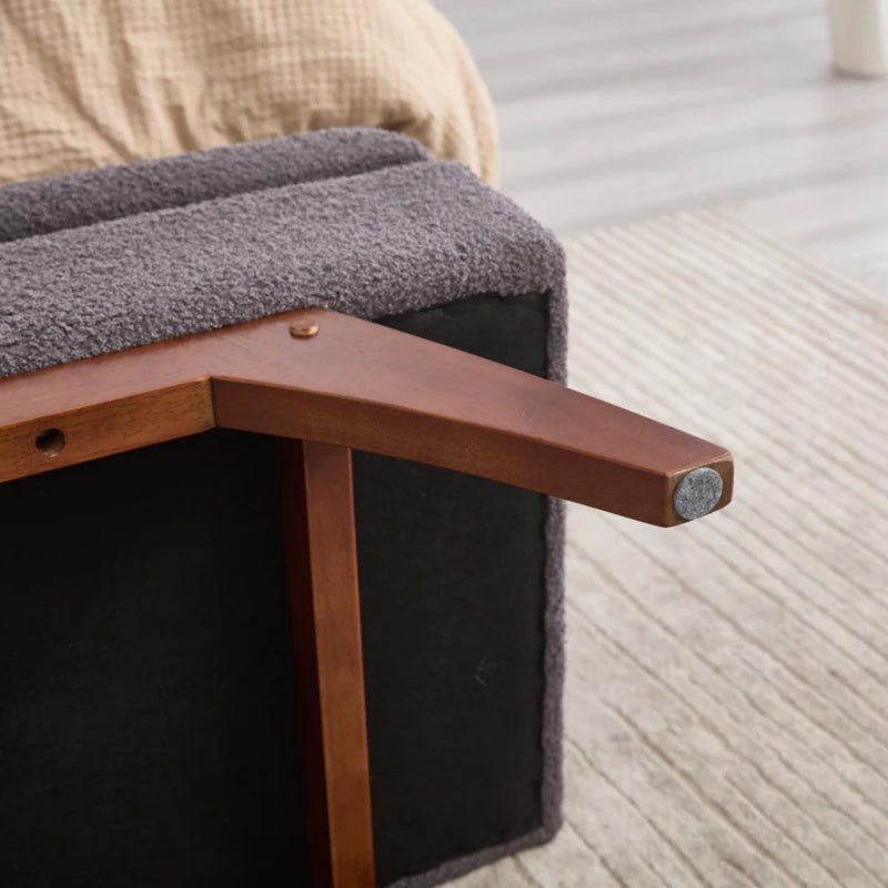COOLMORE Teddy wool fabric, solid wood feet for solid weighing, and bed end stool with storage function-海智集-Default-