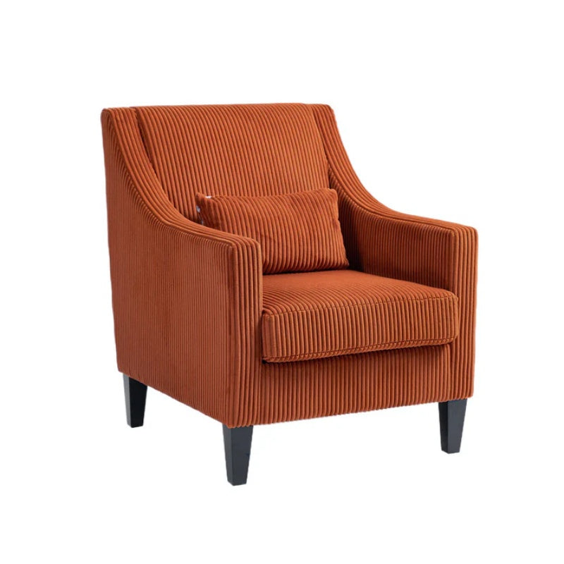 COOLMORE Modern Accent Chair,Upholstered Armchair with Scooped Arms for Bedroom,Apartment,Studio,Office,Waiting Room(Orange Corduroy)-海智集-Default-