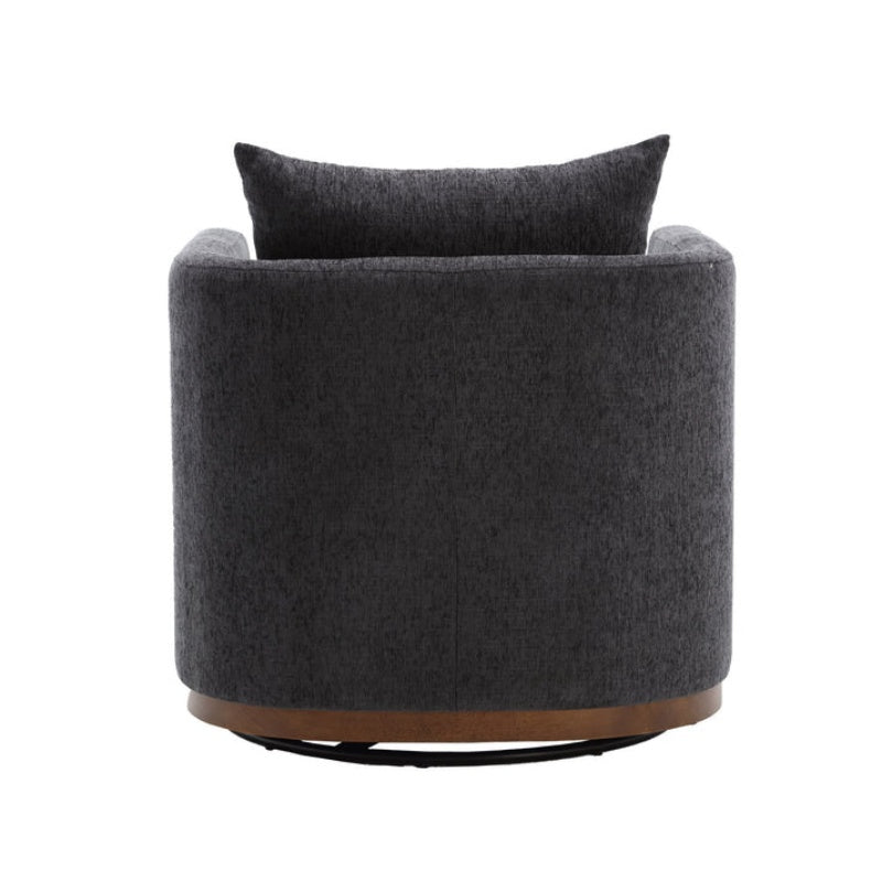 COOLMORE Swivel Barrel Chair, Comfy Round Accent Sofa Chair for Living Room, 360 Degree Swivel Barrel Club Chair, Leisure Arm Chair for Nursery, Hotel, Bedroom, Office, Lounge (Carbon Black Chenille)-海智集-Default-