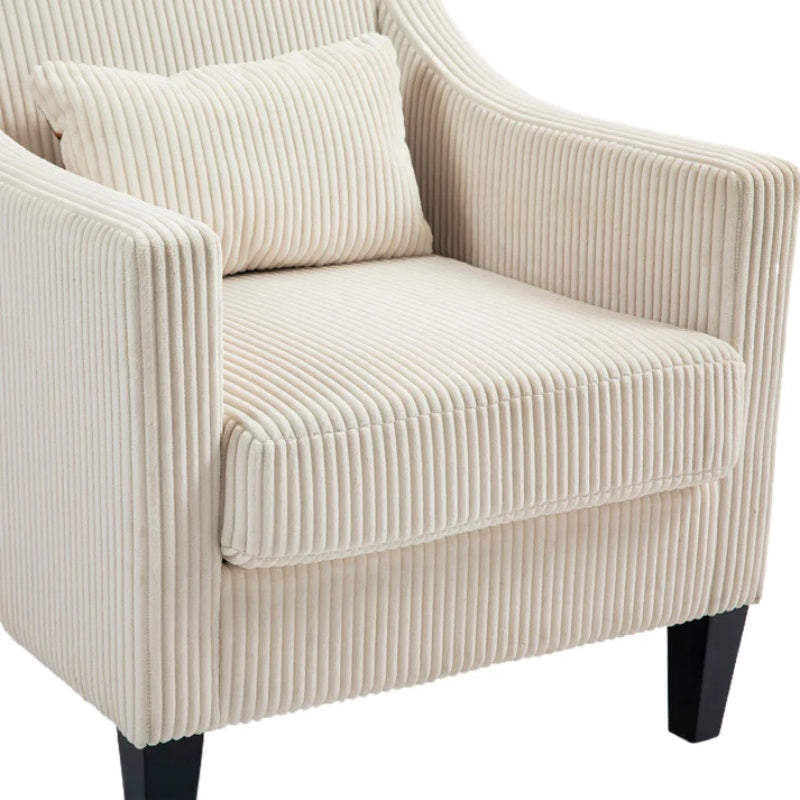 COOLMORE Modern Accent Chair,Upholstered Armchair with Scooped Arms for Bedroom,Apartment,Studio,Office,Waiting Room(Beige Corduroy)-海智集-Default-