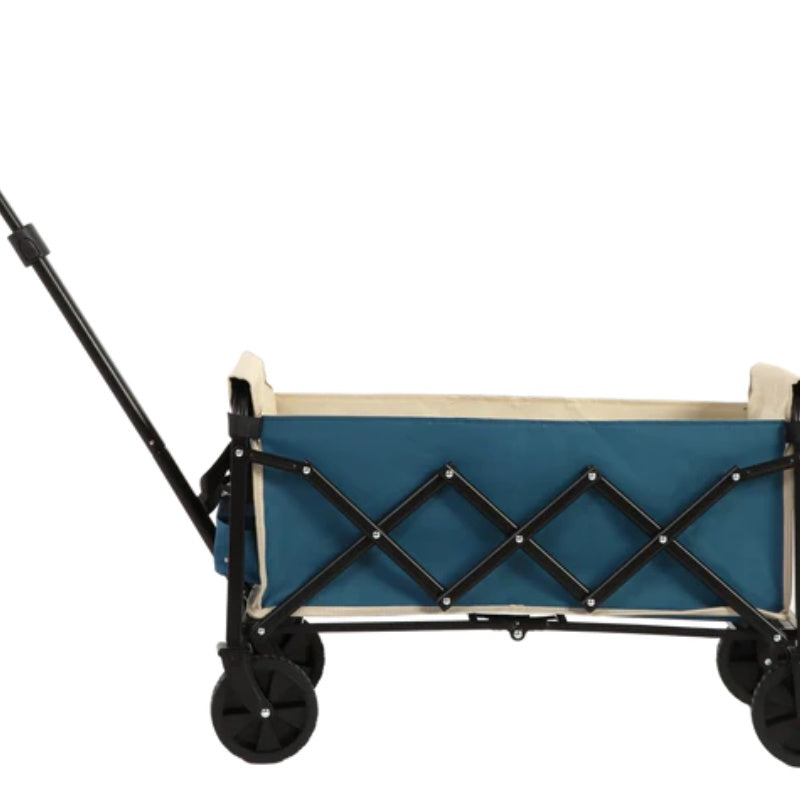 Lightweight Portable Heavy Duty Folding Beach Wagons with Wheels - Outdoor Utility Carts for Grocery, Camping, Shopping, Sports, Garden with Large Capacity - Blue-海智集-Default-