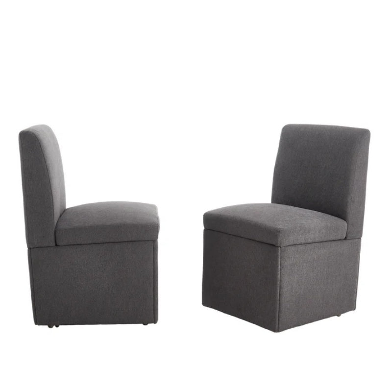 COOLMORE 360 Degree Swivel Upholstered Dining Chairs Set of 2 Swivel Dining Room Chairs Kitchen Chairs Casters & Storage Comfy Modern Rolling Chair for Living Room Fabric Armless Chair-海智集-Default-