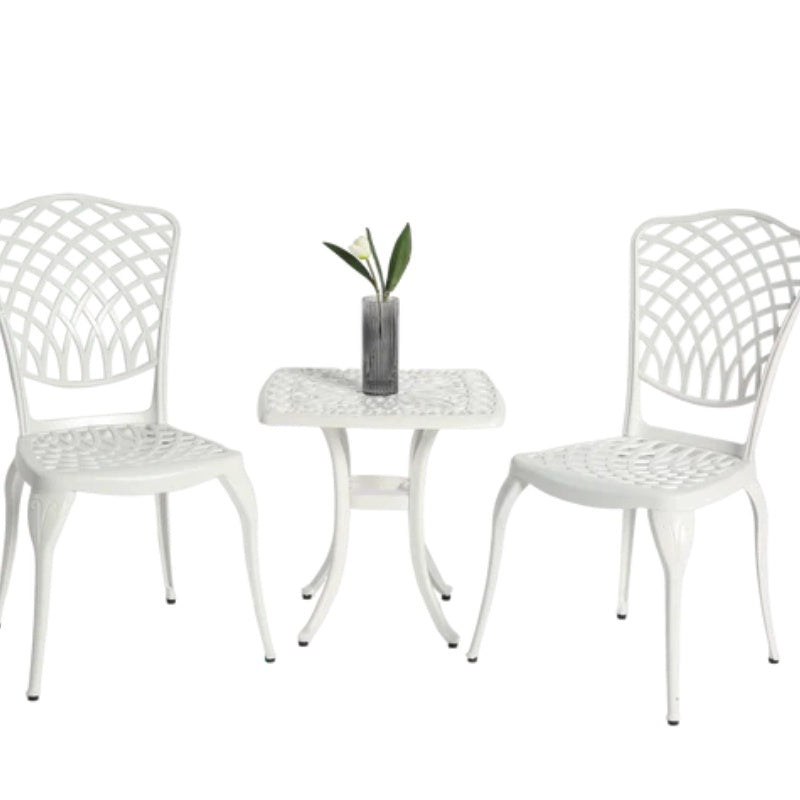 Bistro Set 3 Piece Rustproof Cast Aluminum Patio Furniture Sets 2 Chairs and 1 Round Table Outdoor, Garden, Patio, Balcony, white-海智集-Default-