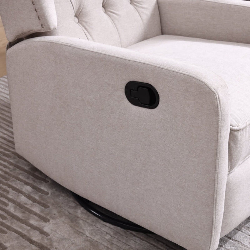 COOLMORE Rocking Recliner Chair,360 Degree Swivel Nursery Rocking Chair,Glider Chair,Modern Small Rocking Swivel Recliner Chair for Bedroom,Living Room Chair Home Theater Seat (Beige)-海智集-Default-