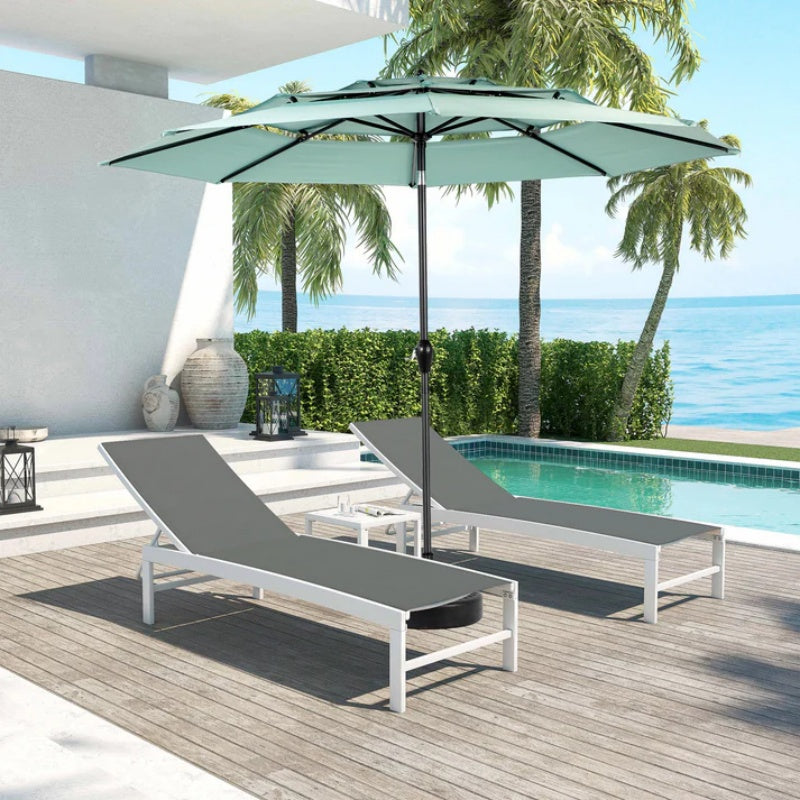 Aluminium 10ft 3 Tier Auto-tilt Umbrella ,Outdoor Patio Umbrella - Market Table Pool Deck Umbrella (Base Not Included) - ( Light green )-海智集-Default-