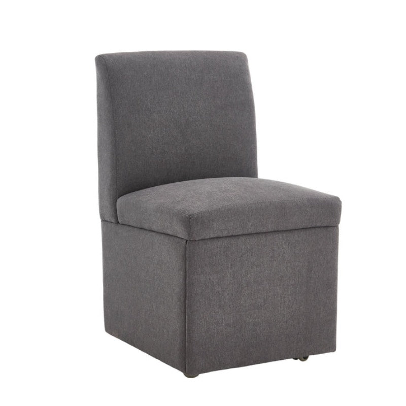 COOLMORE 360 Degree Swivel Upholstered Dining Chairs Set of 2 Swivel Dining Room Chairs Kitchen Chairs Casters & Storage Comfy Modern Rolling Chair for Living Room Fabric Armless Chair-海智集-Default-