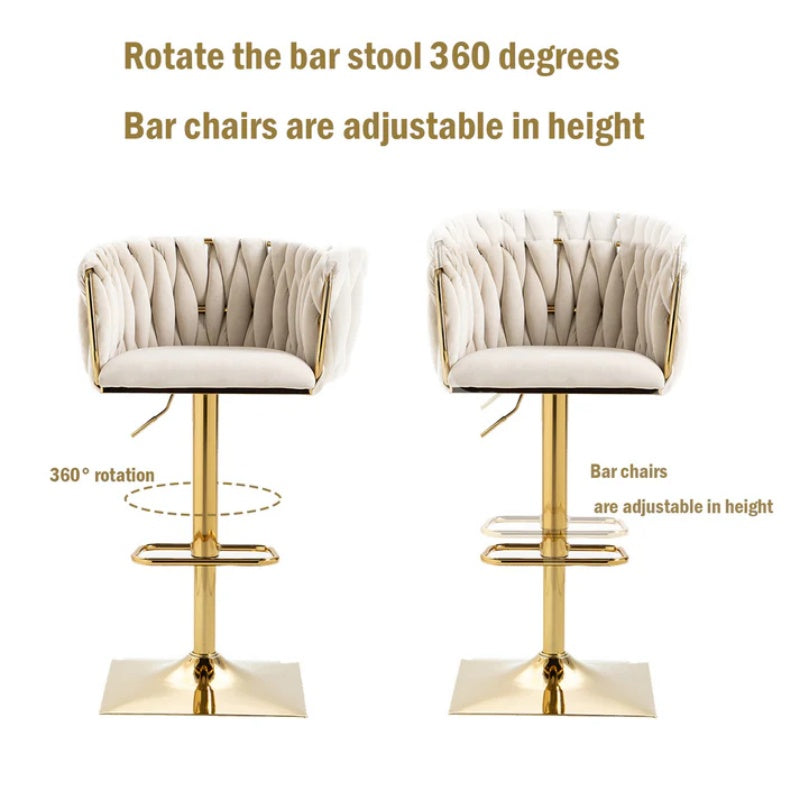 COOLMORE Vintage Bar Stools with Back and Footrest Counter Height Dining Chairs 2PC/SET-海智集-Default-