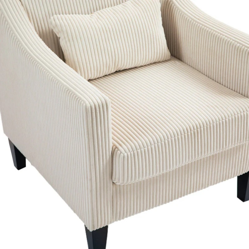 COOLMORE Modern Accent Chair,Upholstered Armchair with Scooped Arms for Bedroom,Apartment,Studio,Office,Waiting Room(Beige Corduroy)-海智集-Default-