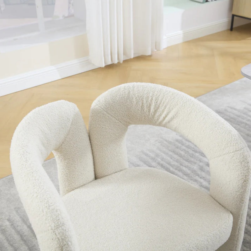 COOLMORE Contemporary Designed Velvet Fabric Upholstered Accent/Dining Chair Beige Teddy Armchair Set of 2-海智集-Default-