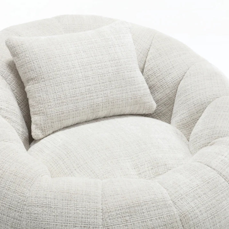 COOLMORE Modern Extra Large Round Bean Bag Chair with Footrest for Living Room, Chenille Fabric Lazy Sofa with Pillow for Adults, Teenagers,Child, Suitable for Bedroom, Dormitory, Study Room-海智集-Default-