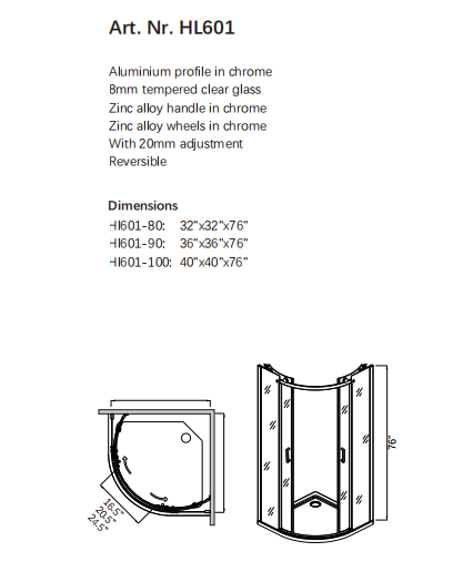 Customized ultra-narrow L-shaped swing door shower room bathroom partition glass dry-wet separation wall household bathroom glass-海智集-