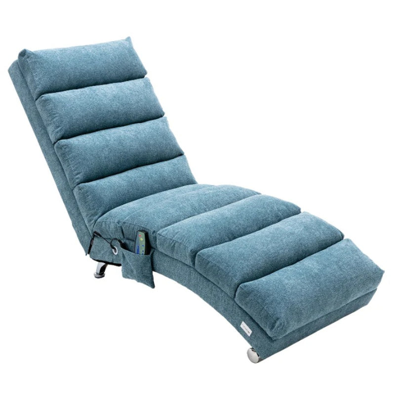 Ergonomic Linen Massage Chaise Lounge with Remote Control, 5 Modes, Blue, 21.65 x 58.27 x 34.25 inches-海智集-Default-