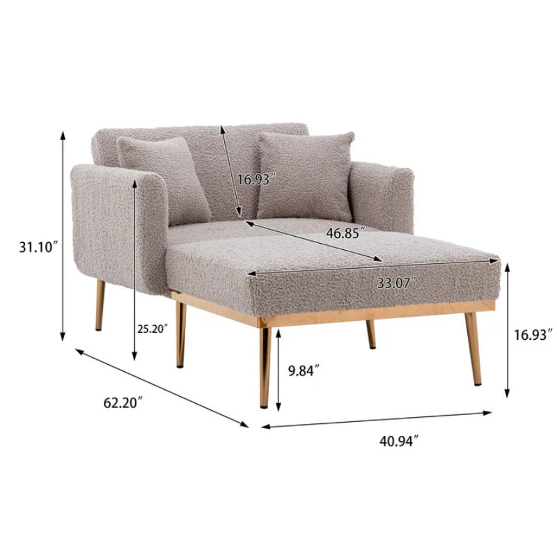 COOLMORE fashionable and classic style chaise lounge chair / accent chair for Living Room, bedroom (Grey Teddy)-海智集-Default-