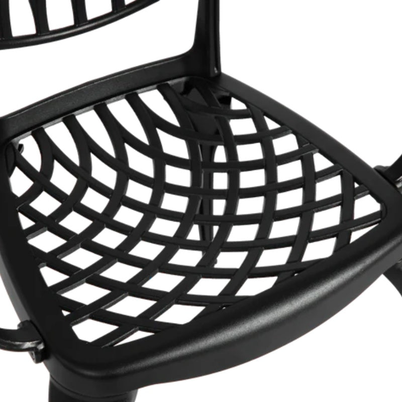 3 Piece Patio Bistro Set Cast Aluminum Bistro Table and Chairs Set of 2 with Umbrella Hole,All Weather Metal Bistro Table Set,Outdoor Patio Furniture Set for Garden Black-海智集-Default-