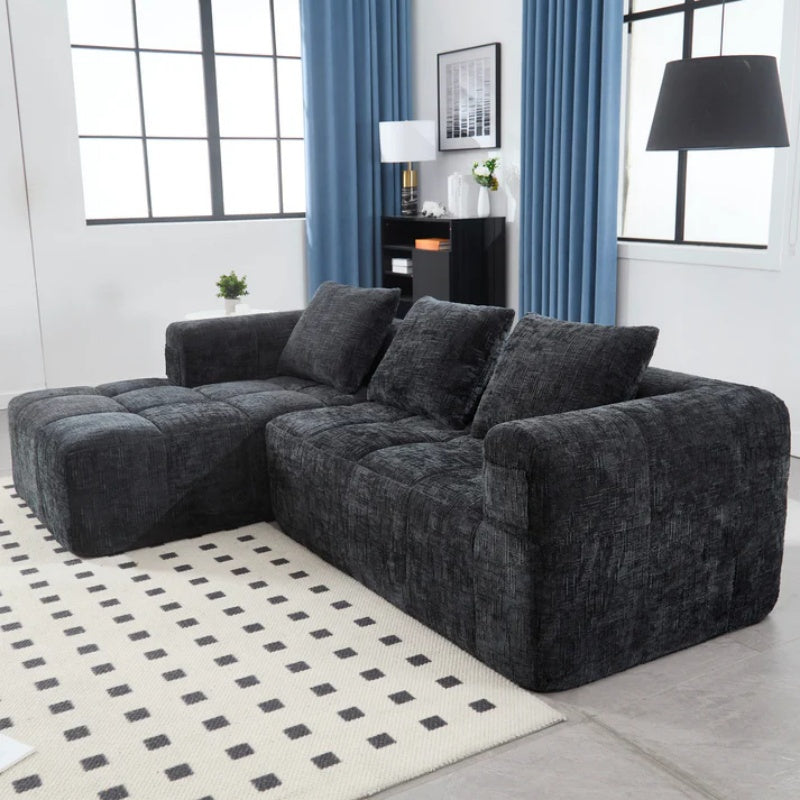 UNITED WE WIN 98.42-inch modular sectional sofa, modern modular L-shaped sofa with chaise longue, equipped with small side pockets and free of compression during installation.-海智集-Default-