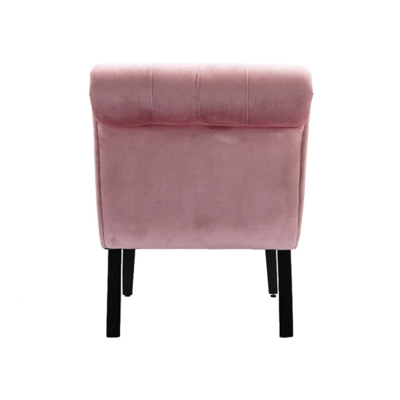 COOLMORE Modern Velvet Armless Accent Living Room Chair / Leisure Chair,Upholstered Fabric Button Comfortable Chair with Wooden Legs for Bedroom, Living Room, Office (Pink Velvet)-海智集-Default-