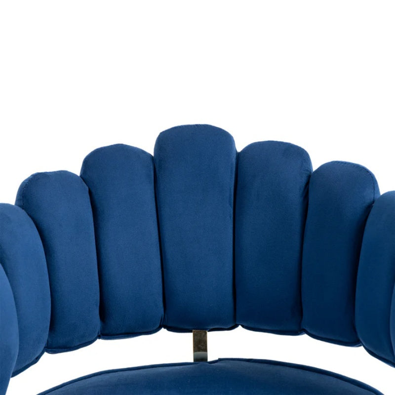 Modern Velvet Home Office Desk Chair with Adjustable Height and Swivel Wheels in Navy-海智集-Default-