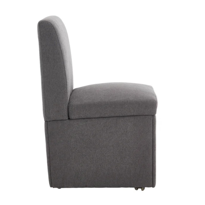 COOLMORE 360 Degree Swivel Upholstered Dining Chairs Set of 2 Swivel Dining Room Chairs Kitchen Chairs Casters & Storage Comfy Modern Rolling Chair for Living Room Fabric Armless Chair-海智集-Default-