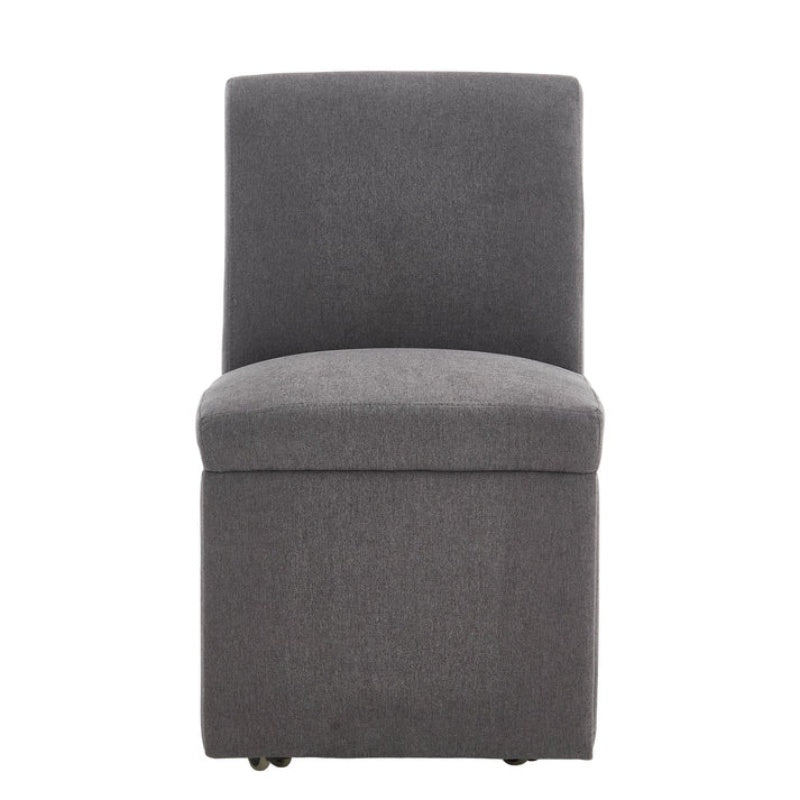 COOLMORE 360 Degree Swivel Upholstered Dining Chairs Set of 2 Swivel Dining Room Chairs Kitchen Chairs Casters & Storage Comfy Modern Rolling Chair for Living Room Fabric Armless Chair-海智集-Default-