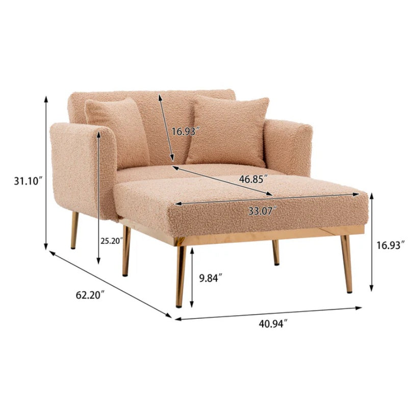 COOLMORE fashionable and classic style chaise lounge chair / accent chair for Living Room, bedroom (Camel Teddy )-海智集-Default-