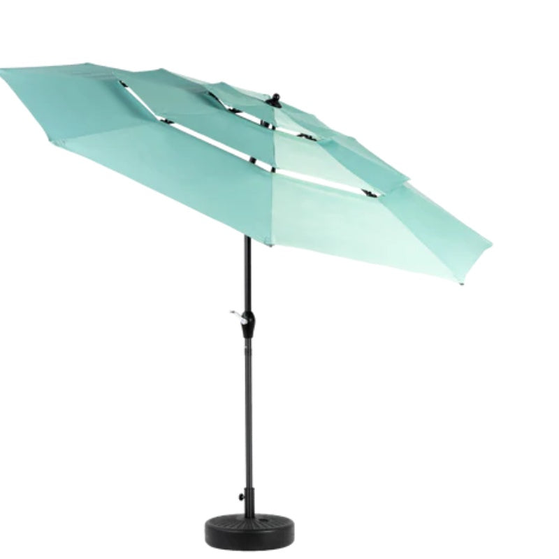 Aluminium 10ft 3 Tier Auto-tilt Umbrella ,Outdoor Patio Umbrella - Market Table Pool Deck Umbrella (Base Not Included) - ( Light green )-海智集-Default-