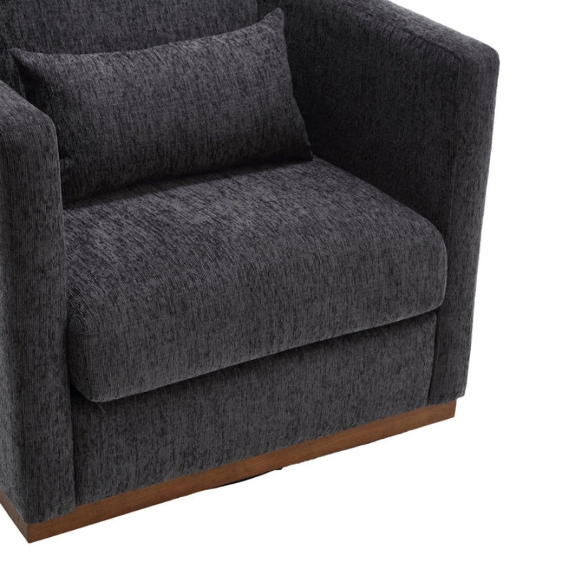 COOLMORE Swivel Barrel Chair, Comfy Round Accent Sofa Chair for Living Room, 360 Degree Swivel Barrel Club Chair, Leisure Arm Chair for Nursery, Hotel, Bedroom, Office, Lounge (Carbon Black Chenille)-海智集-Default-
