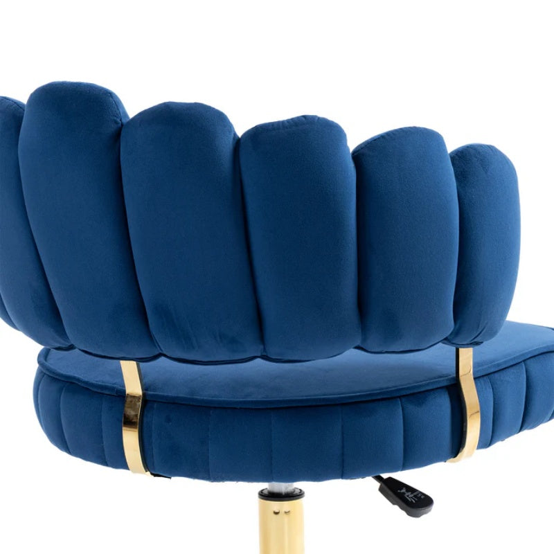 Modern Velvet Home Office Desk Chair with Adjustable Height and Swivel Wheels in Navy-海智集-Default-
