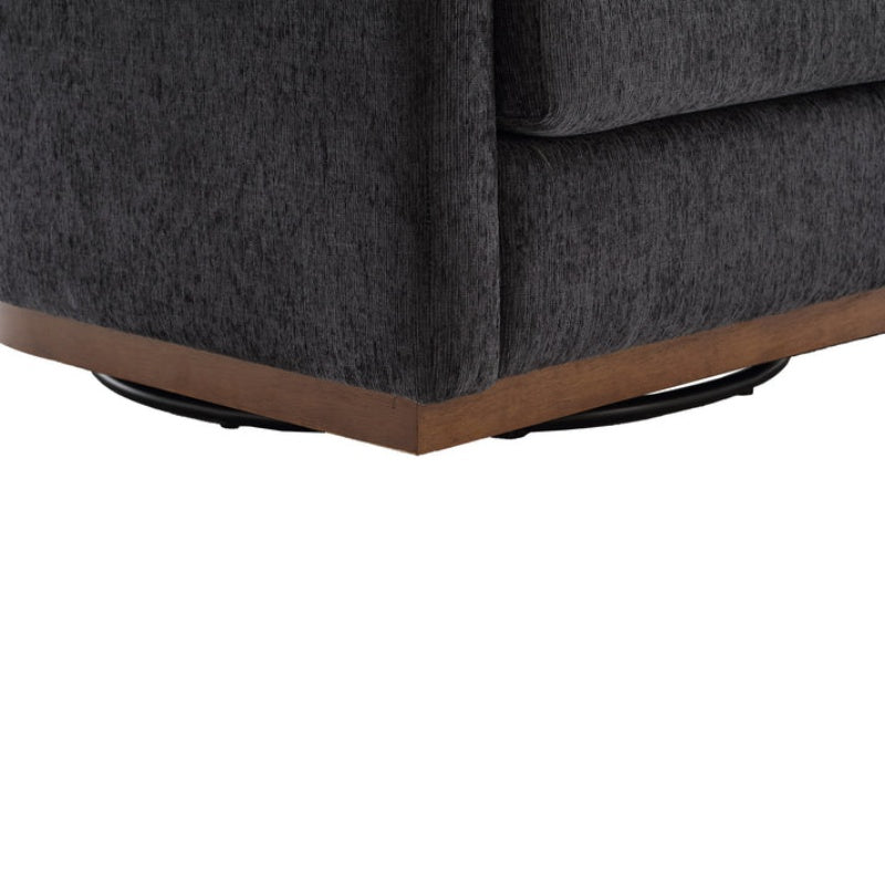 COOLMORE Swivel Barrel Chair, Comfy Round Accent Sofa Chair for Living Room, 360 Degree Swivel Barrel Club Chair, Leisure Arm Chair for Nursery, Hotel, Bedroom, Office, Lounge (Carbon Black Chenille)-海智集-Default-