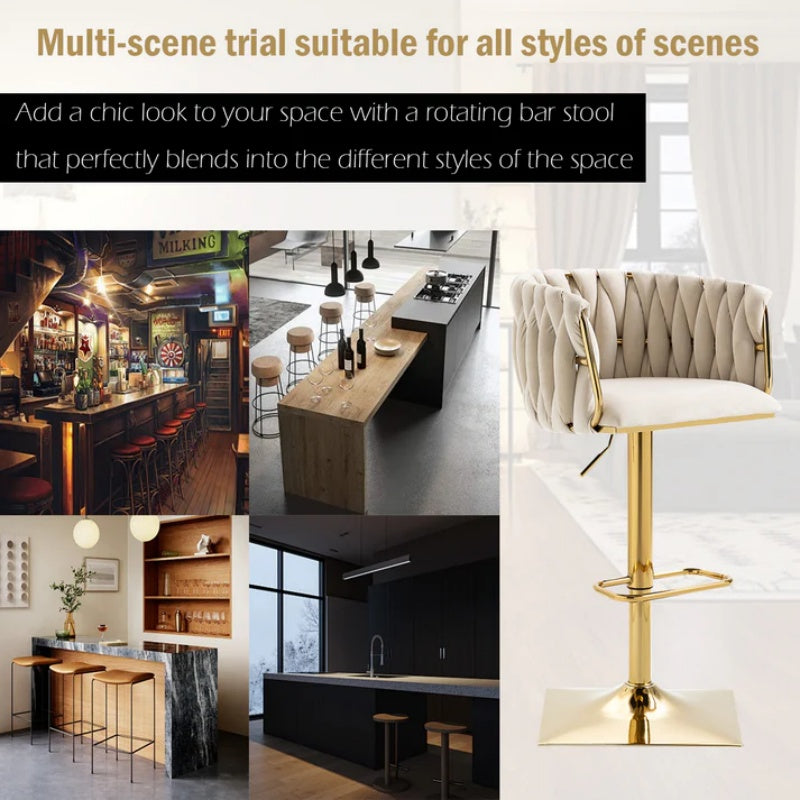 COOLMORE Vintage Bar Stools with Back and Footrest Counter Height Dining Chairs 2PC/SET-海智集-Default-