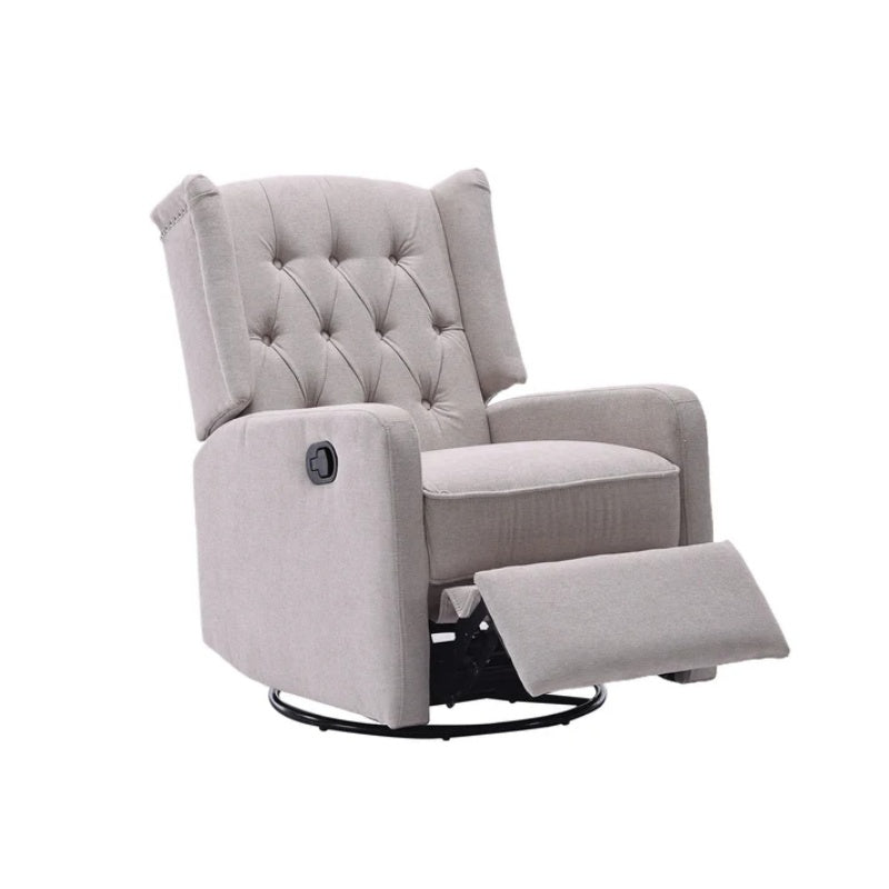 COOLMORE Rocking Recliner Chair,360 Degree Swivel Nursery Rocking Chair,Glider Chair,Modern Small Rocking Swivel Recliner Chair for Bedroom,Living Room Chair Home Theater Seat (Beige)-海智集-Default-