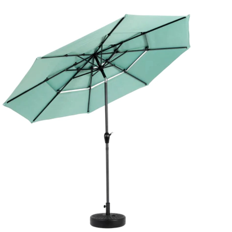 Aluminium 10ft 3 Tier Auto-tilt Umbrella ,Outdoor Patio Umbrella - Market Table Pool Deck Umbrella (Base Not Included) - ( Light green )-海智集-Default-